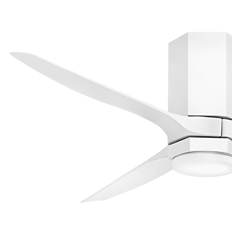 Hinkley Facet 52in LED Smart Ceiling Fan | Modern Matte White Steel and Etched Opal Glass | Covered Patio & Living Room | 52 x 52 x | Model 905852FWW-LDD