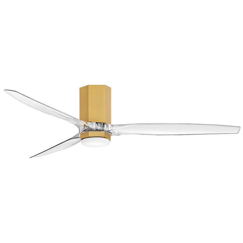 Hinkley Facet 60in LED Smart Ceiling Fan | Modern Heritage Brass Steel and Clear Acrylic Blades | Covered Patio & Living Room | 60 x | Model 905860FHB-LDD