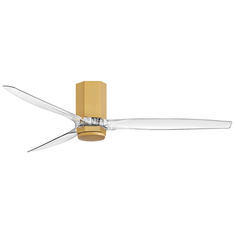 Hinkley Facet 60in LED Smart Ceiling Fan | Modern Heritage Brass Steel and Clear Acrylic Blades | Covered Patio & Living Room | 60 x | Model 905860FHB-LDD