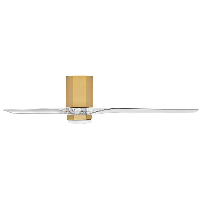 Hinkley Facet 60in LED Smart Ceiling Fan | Modern Heritage Brass Steel and Clear Acrylic Blades | Covered Patio & Living Room | 60 x | Model 905860FHB-LDD