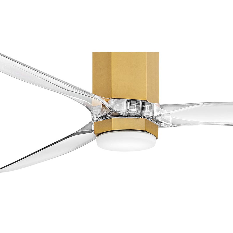 Hinkley Facet 60in LED Smart Ceiling Fan | Modern Heritage Brass Steel and Clear Acrylic Blades | Covered Patio & Living Room | 60 x | Model 905860FHB-LDD