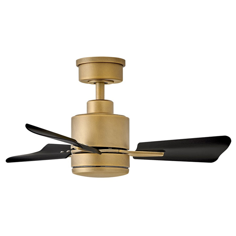 Hinkley Fan Atom 30" LED Fan, Heritage Brass/Black