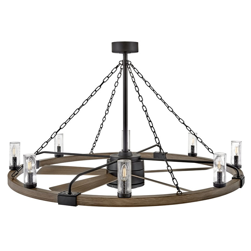 Hinkley Fan Sawyer 52" LED Smart Fandelier, Black/Driftwood Gray