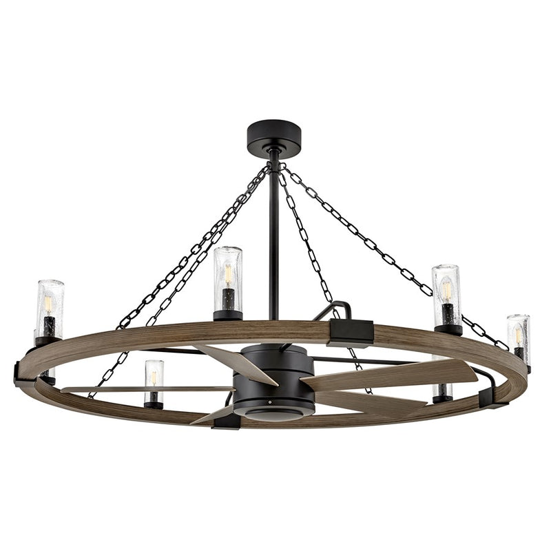 Hinkley Fan Sawyer 52" LED Smart Fandelier, Black/Driftwood Gray