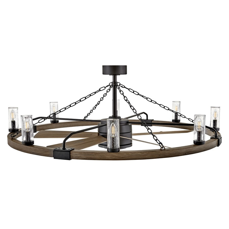 Hinkley Fan Sawyer 52" LED Smart Fandelier, Black/Driftwood Gray