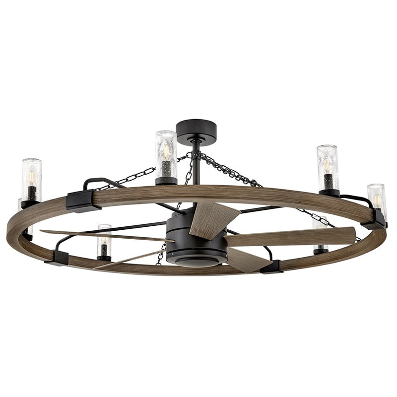 Hinkley Fan Sawyer 52" LED Smart Fandelier, Black/Driftwood Gray