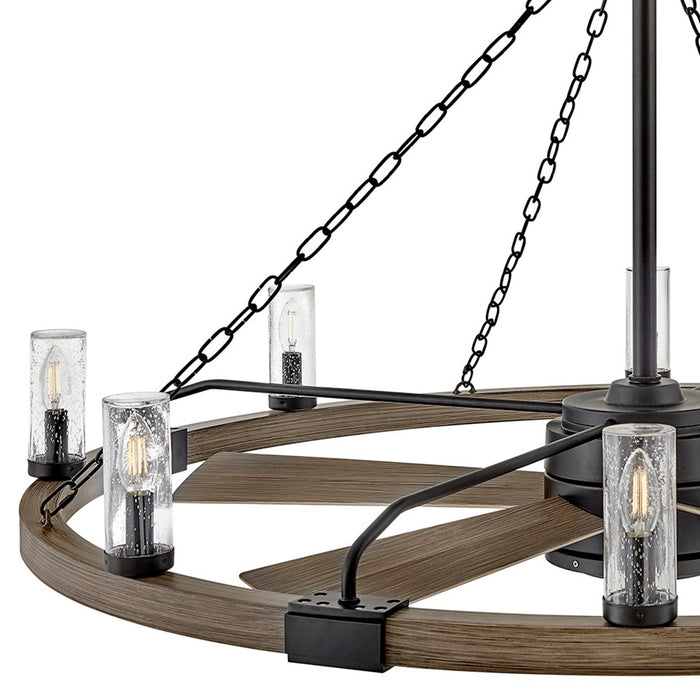 Hinkley Fan Sawyer 52" LED Smart Fandelier, Black/Driftwood Gray