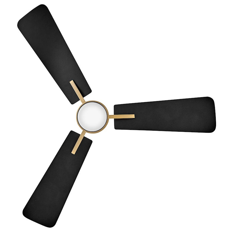 Hinkley Atticus 42in LED Smart Ceiling Fan | Modern Heritage Brass Steel and Matte Black Plywood Blades | Covered Patio & Living | Model 906242FHB-LDD
