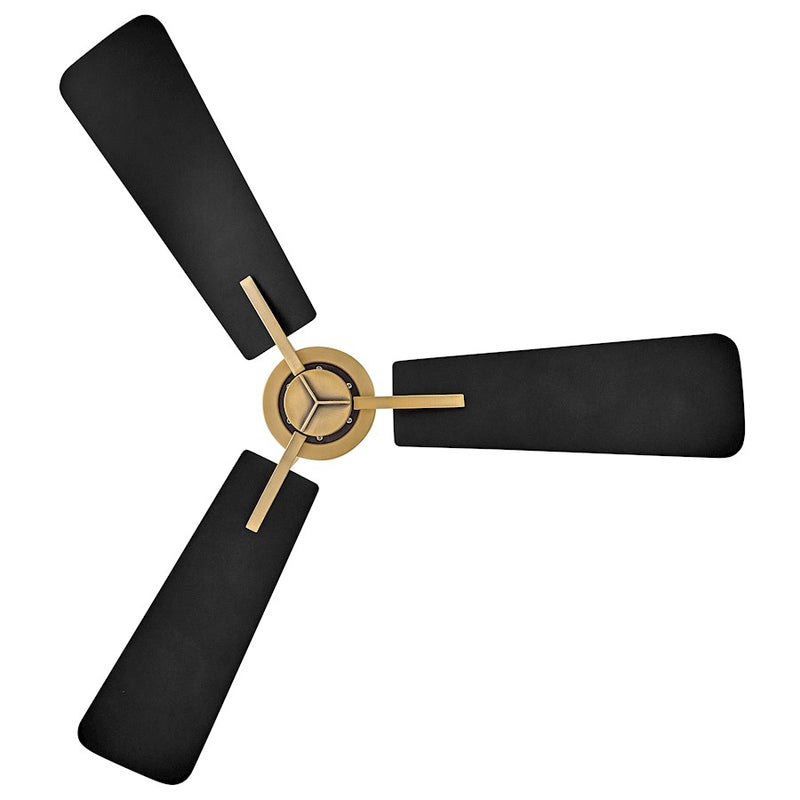 Hinkley Atticus 42in LED Smart Ceiling Fan | Modern Heritage Brass Steel and Matte Black Plywood Blades | Covered Patio & Living | Model 906242FHB-LDD