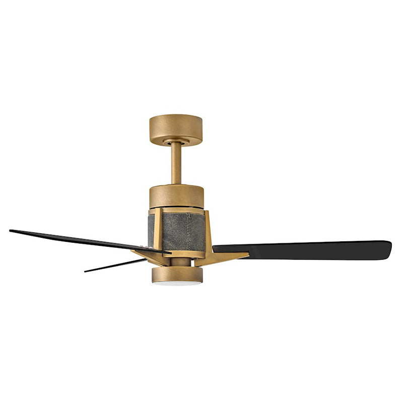 Hinkley Atticus 42in LED Smart Ceiling Fan | Modern Heritage Brass Steel and Matte Black Plywood Blades | Covered Patio & Living | Model 906242FHB-LDD