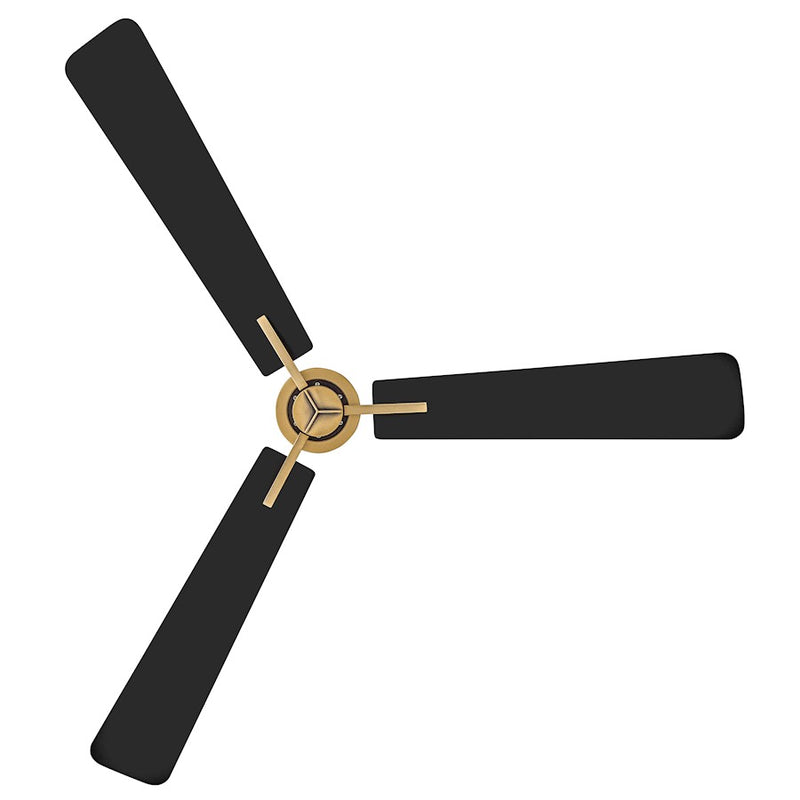 Hinkley Atticus 56in LED Smart Ceiling Fan | Modern Heritage Brass Steel and Matte Black Plywood Blades | Covered Patio & Living | Model 906256FHB-LDD