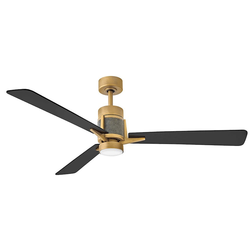 Hinkley Atticus 56in LED Smart Ceiling Fan | Modern Heritage Brass Steel and Matte Black Plywood Blades | Covered Patio & Living | Model 906256FHB-LDD