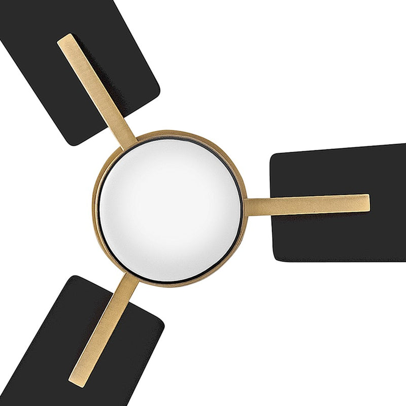 Hinkley Atticus 56in LED Smart Ceiling Fan | Modern Heritage Brass Steel and Matte Black Plywood Blades | Covered Patio & Living | Model 906256FHB-LDD