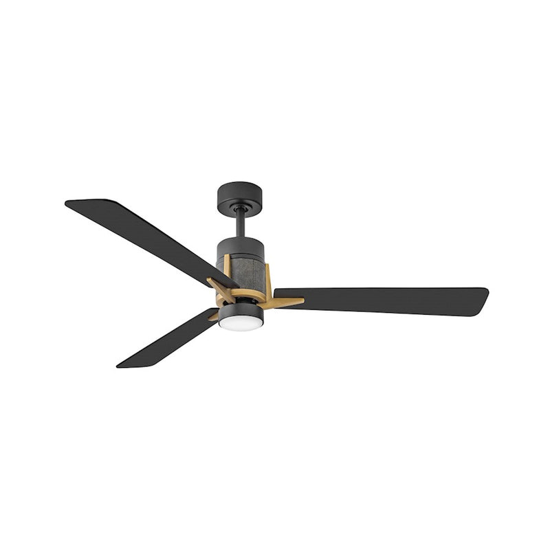 Hinkley Atticus 56in LED Smart Ceiling Fan | Modern Matte Black Steel and Heritage Brass Accents | Covered Patio & Living Room | 56 | Model 906256FMB-LDD