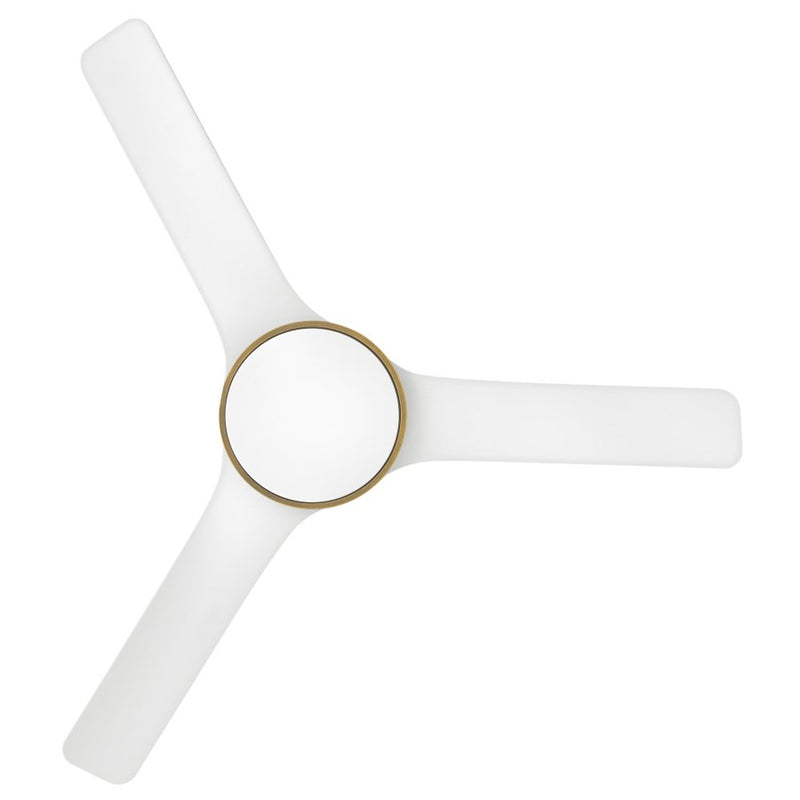 Hinkley Alba 56in LED Smart Ceiling Fan | Transitional Matte White Steel and Heritage Brass Accents | Covered Patio & Great Room | Model 906556FMW-LDD
