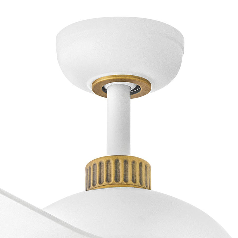 Hinkley Alba 56in LED Smart Ceiling Fan | Transitional Matte White Steel and Heritage Brass Accents | Covered Patio & Great Room | Model 906556FMW-LDD