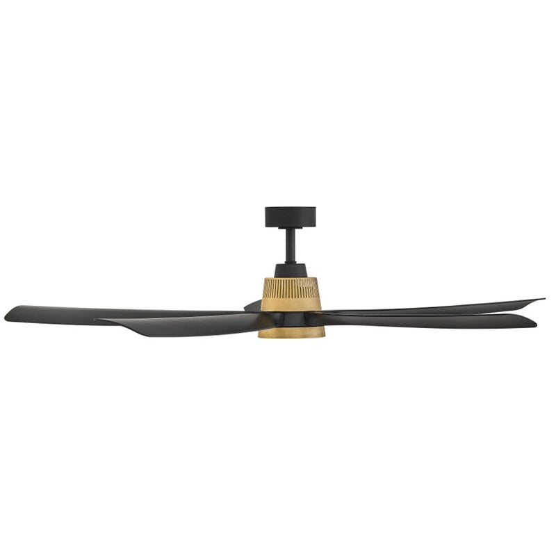 Hinkley Bodin 64in 5-Blade LED Smart Ceiling Fan | Transitional Heritage Brass Steel and Matte Black Composite Blades | Covered | Model 906564FHB-LDD