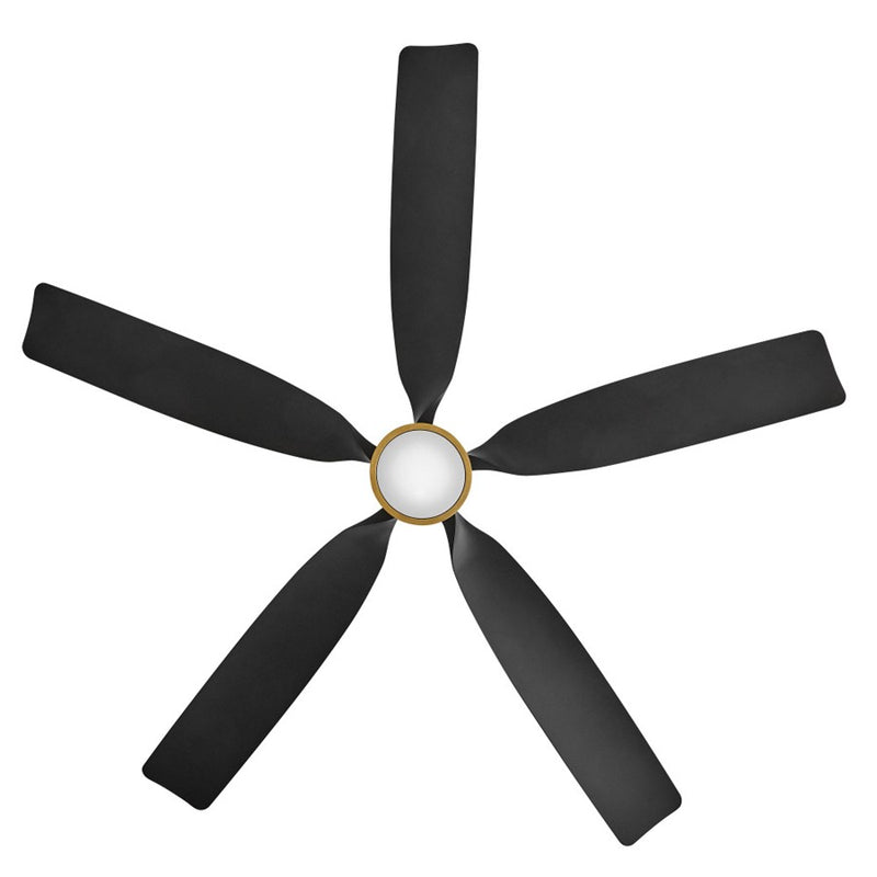 Hinkley Bodin 64in 5-Blade LED Smart Ceiling Fan | Transitional Heritage Brass Steel and Matte Black Composite Blades | Covered | Model 906564FHB-LDD