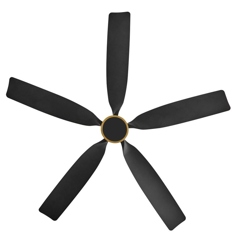 Hinkley Bodin 64in 5-Blade LED Smart Ceiling Fan | Transitional Heritage Brass Steel and Matte Black Composite Blades | Covered | Model 906564FHB-LDD