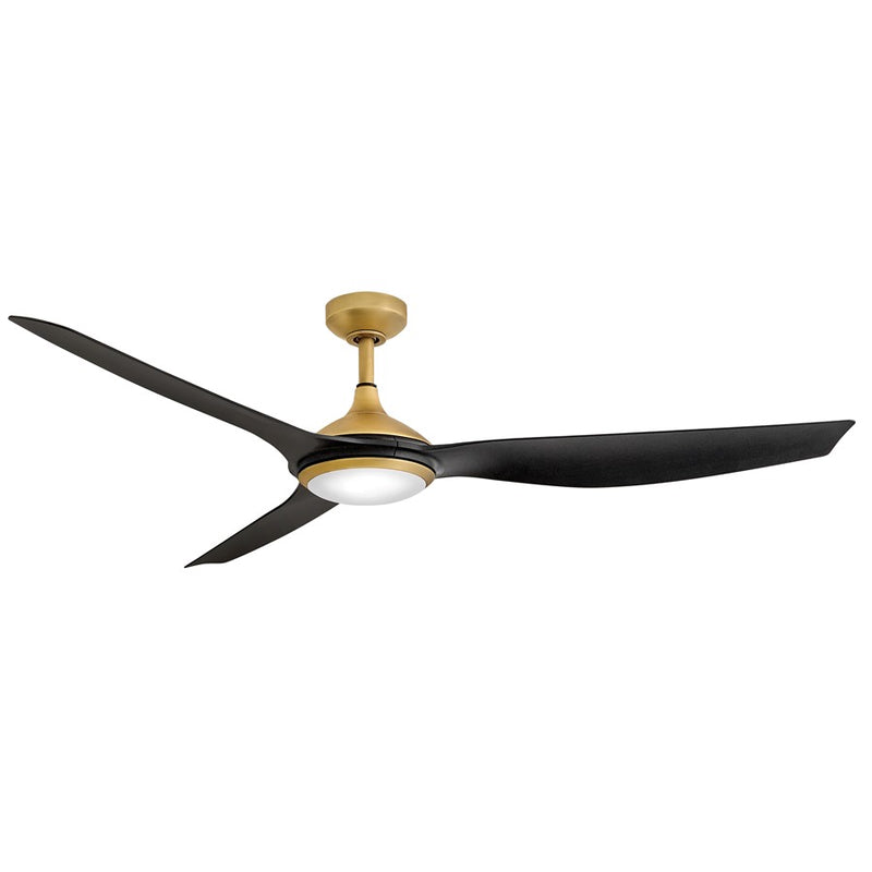 Hinkley Talan 64in LED Smart Ceiling Fan | Modern Retro Heritage Brass Steel and Matte Black Composite Blades | Covered Patio & | Model 906864FHB-LDD