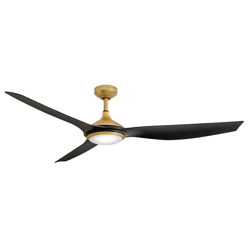 Hinkley Talan 64in LED Smart Ceiling Fan | Modern Retro Heritage Brass Steel and Matte Black Composite Blades | Covered Patio & | Model 906864FHB-LDD