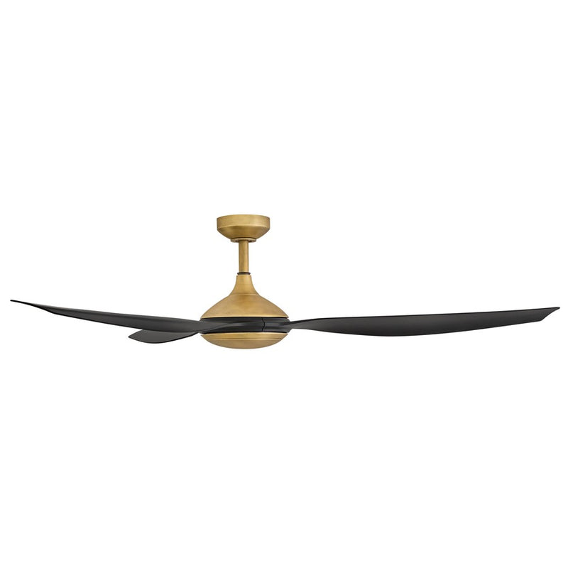Hinkley Talan 64in LED Smart Ceiling Fan | Modern Retro Heritage Brass Steel and Matte Black Composite Blades | Covered Patio & | Model 906864FHB-LDD