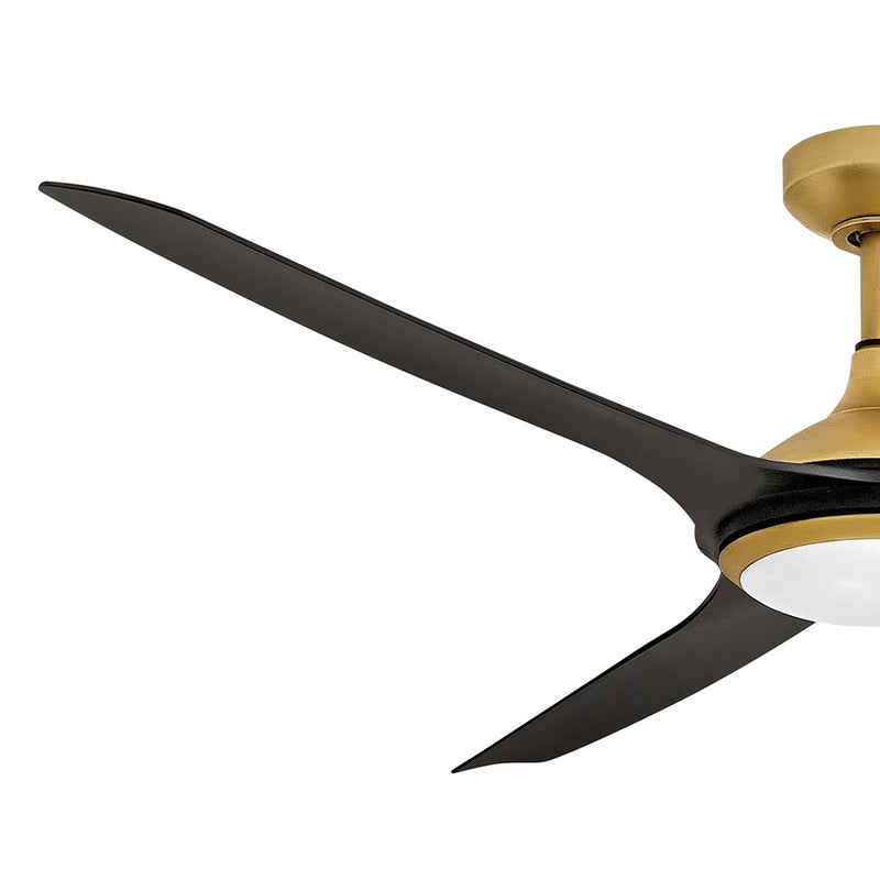 Hinkley Talan 64in LED Smart Ceiling Fan | Modern Retro Heritage Brass Steel and Matte Black Composite Blades | Covered Patio & | Model 906864FHB-LDD