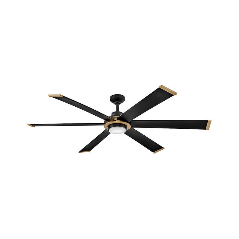 Hinkley Andros 64in 1-Light Ceiling Fan | Transitional Matte Black Steel and Heritage Brass Accents with White Polycarbonate Light | Model 906964FMB-LDD