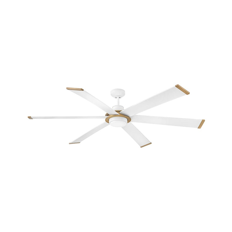 Hinkley Andros 64in 1-Light LED Smart Ceiling Fan | Transitional Matte White Steel and Heritage Brass Accents | Covered Patio & | Model 906964FMW-LDD