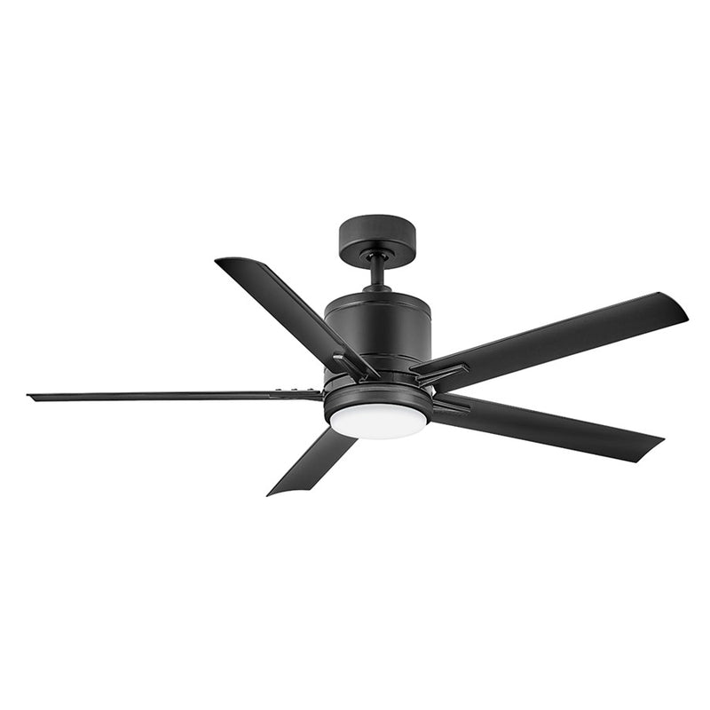 Hinkley Vail 52in 1-Light Ceiling Fan | Transitional Matte Black Steel and Etched Opal Glass | Covered Patio & Indoor Living | 52 x | Model 907052FMB-LWD