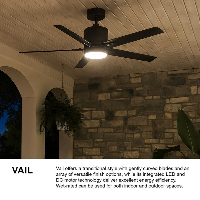 Hinkley Fan Vail 52" 1 Light LED Smart Fan, Black/Black