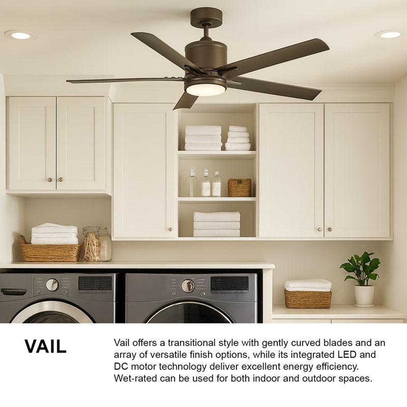Hinkley Vail 52in 1-Light Ceiling Fan | Transitional Metallic Matte Bronze Steel and Etched Opal Glass | Covered Patio & Outdoor | Model 907052FMM-LWD