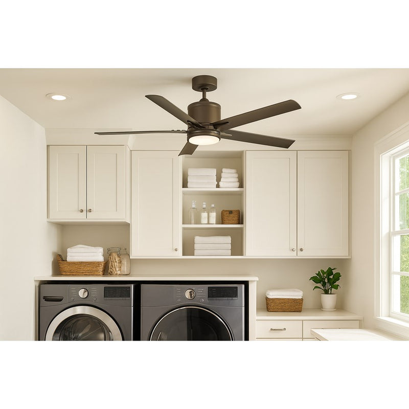 Hinkley Vail 52in 1-Light Ceiling Fan | Transitional Metallic Matte Bronze Steel and Etched Opal Glass | Covered Patio & Outdoor | Model 907052FMM-LWD