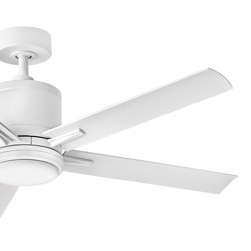 Hinkley Vail 52in 1-Light LED Smart Ceiling Fan | Transitional Matte White Steel and Etched Opal Glass | Indoor & Outdoor Wet | Model 907052FMW-LWD