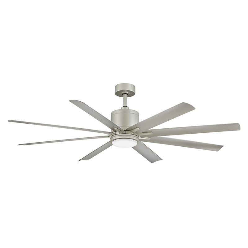 Hinkley Fan Vantage 66in 8-Blade Ceiling Fan with Light | Transitional Brushed Nickel Steel and Silver Composite Blades | Covered | Model 907166FBN-LWD