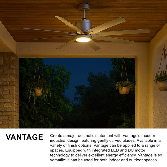 Hinkley Fan Vantage 66" 1 Light LED Smart Fan, Nickel/Silver