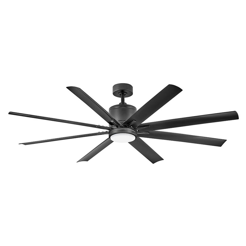 Hinkley Fan Vantage 66in 1-Light LED Smart Ceiling Fan | Transitional Matte Black Steel and Etched Opal Glass | Covered Patio & | Model 907166FMB-LWD