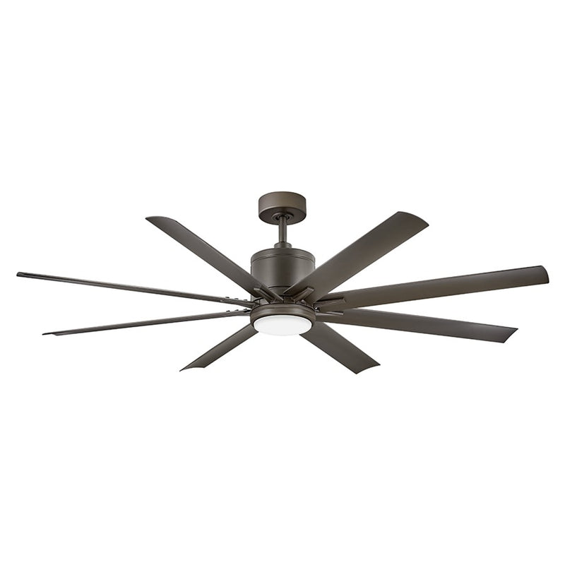 Hinkley Vantage 66in 8-Blade Ceiling Fan with LED Light | Transitional Metallic Matte Bronze Steel and Etched Opal Glass | Covered | Model 907166FMM-LWD