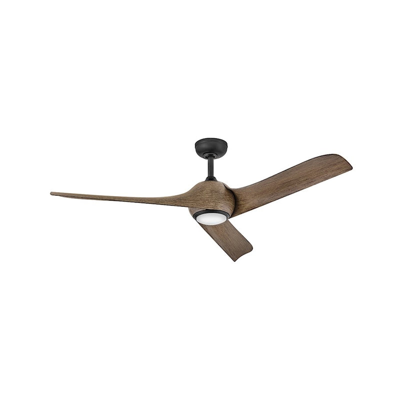 Hinkley Tiburon 56in 1-Light LED Smart Ceiling Fan | Modern Matte Black Composite and Driftwood Blades | Living Room & Covered Patio | Model 907256FBD-LDD