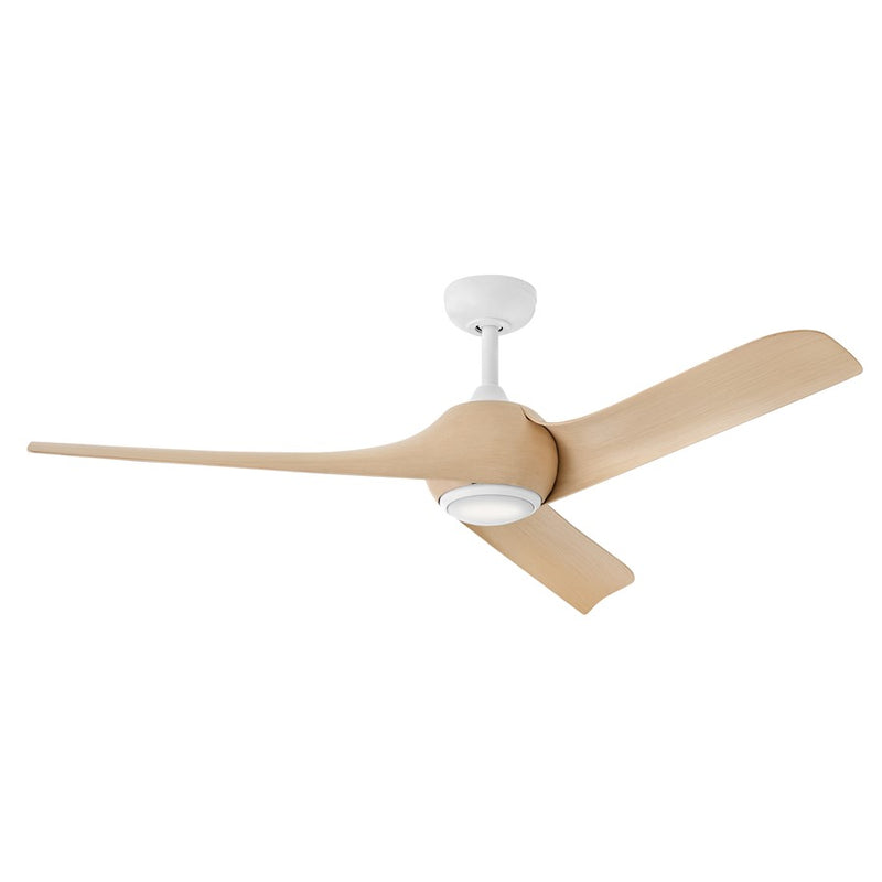 Hinkley Tiburon 56in Smart Ceiling Fan | Modern Matte White Composite and Natural Blades | Covered Patio & Living Room | 56 x 56 x | Model 907256FMN-LDD