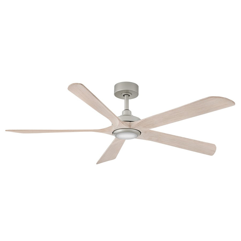 Hinkley Layton 58in Smart Ceiling Fan | Transitional Brushed Nickel Steel and Bleached Ashwood Wood Blades | Living Room & Bedroom | Model 907358FBB-LDD