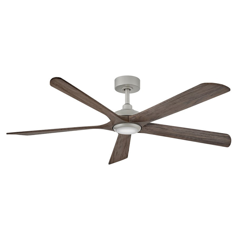 Hinkley Layton 58in Smart Ceiling Fan | Transitional Brushed Nickel Steel and Dark Oak Wood Blades | Living Room & Bedroom | 58 x 58 | Model 907358FBN-LDD