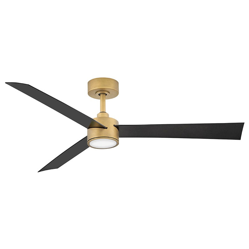 Hinkley Speck 52in 1-Light LED Smart Ceiling Fan | Modern Heritage Brass Steel and Matte Black Wood Blades | Covered Patio & Living | Model 907452FHB-LDD