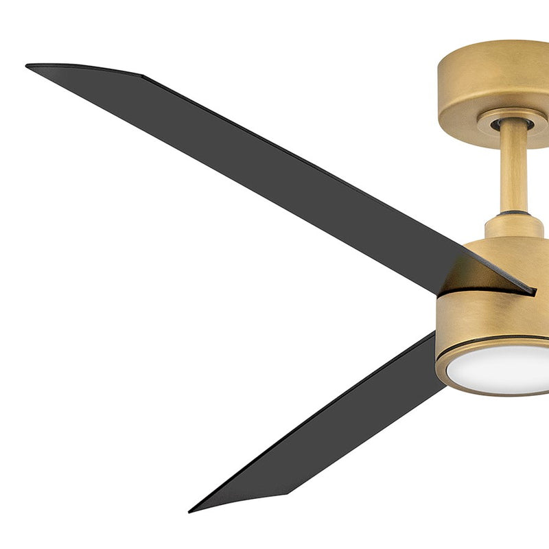 Hinkley Speck 52in 1-Light LED Smart Ceiling Fan | Modern Heritage Brass Steel and Matte Black Wood Blades | Covered Patio & Living | Model 907452FHB-LDD