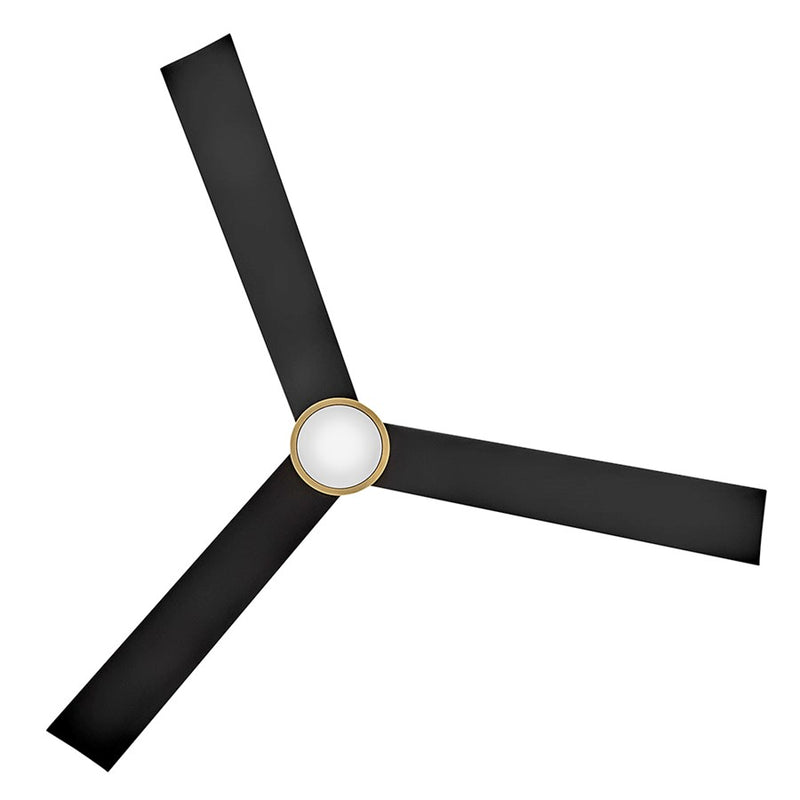 Hinkley Speck 52in 1-Light LED Smart Ceiling Fan | Modern Heritage Brass Steel and Matte Black Wood Blades | Covered Patio & Living | Model 907452FHB-LDD