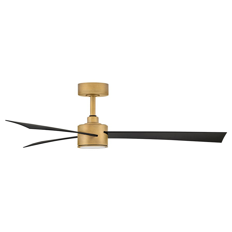Hinkley Speck 52in 1-Light LED Smart Ceiling Fan | Modern Heritage Brass Steel and Matte Black Wood Blades | Covered Patio & Living | Model 907452FHB-LDD