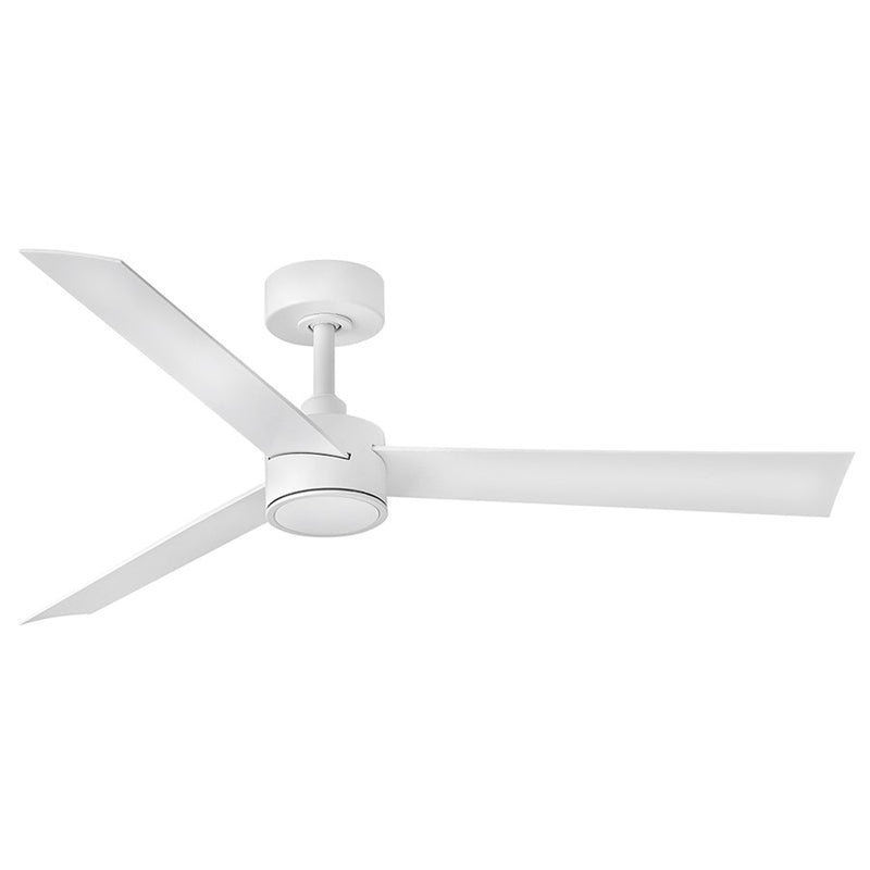 Hinkley Speck 52in 1-Light LED Smart Ceiling Fan | Modern Matte White Steel and Wood Blades | Covered Patio & Living Room | 52 x 52 | Model 907452FMW-LDD