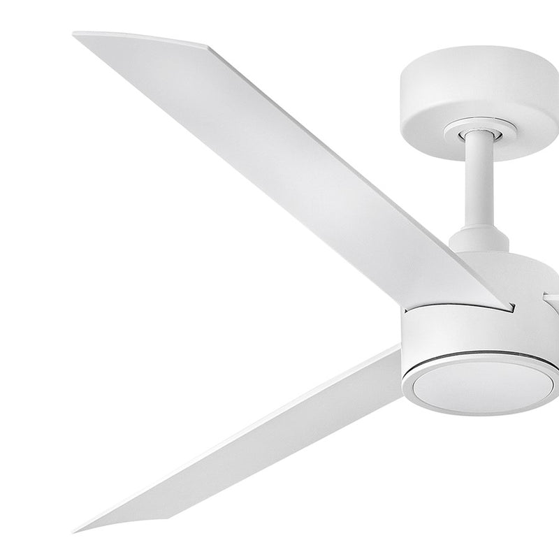 Hinkley Speck 52in 1-Light LED Smart Ceiling Fan | Modern Matte White Steel and Wood Blades | Covered Patio & Living Room | 52 x 52 | Model 907452FMW-LDD