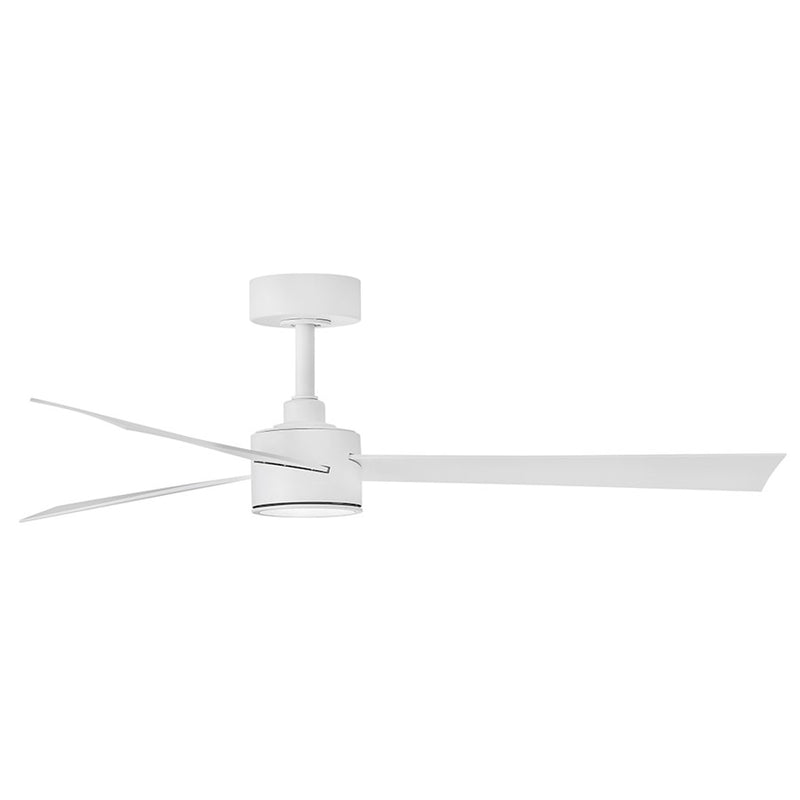 Hinkley Speck 52in 1-Light LED Smart Ceiling Fan | Modern Matte White Steel and Wood Blades | Covered Patio & Living Room | 52 x 52 | Model 907452FMW-LDD