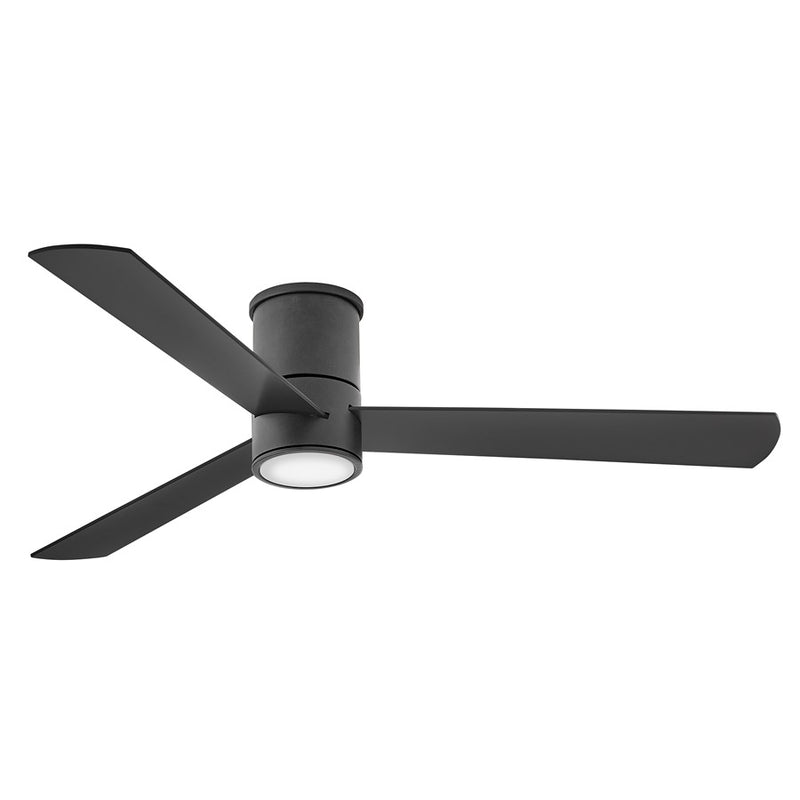 Hinkley Speck Flush 52in LED Smart Ceiling Fan | Modern Matte Black Steel and Wood Blades | Covered Patio & Sunroom | 52 x 52 x 9.75 | Model 907552FMB-LDD